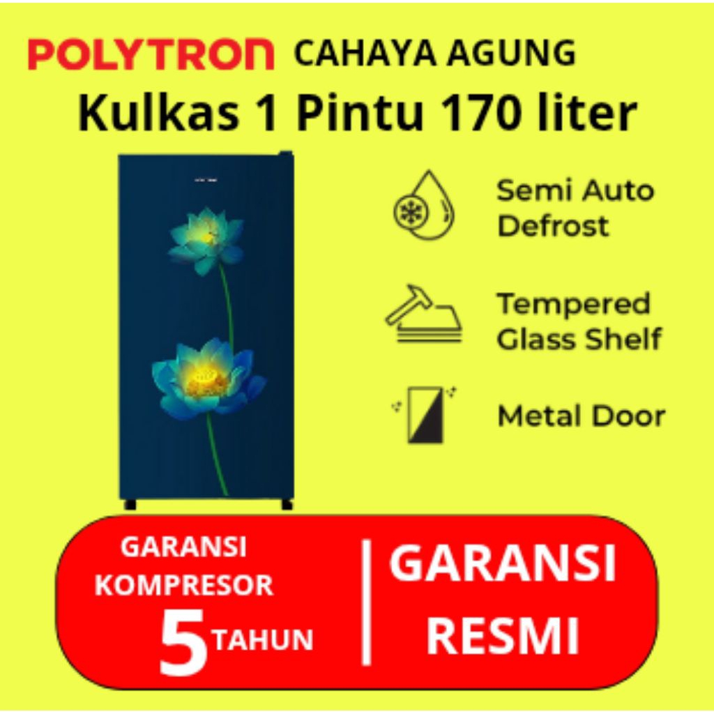 POLYTRON Kulkas 1 Pintu Polytron 170 Liter PRB-177PR PRB177
