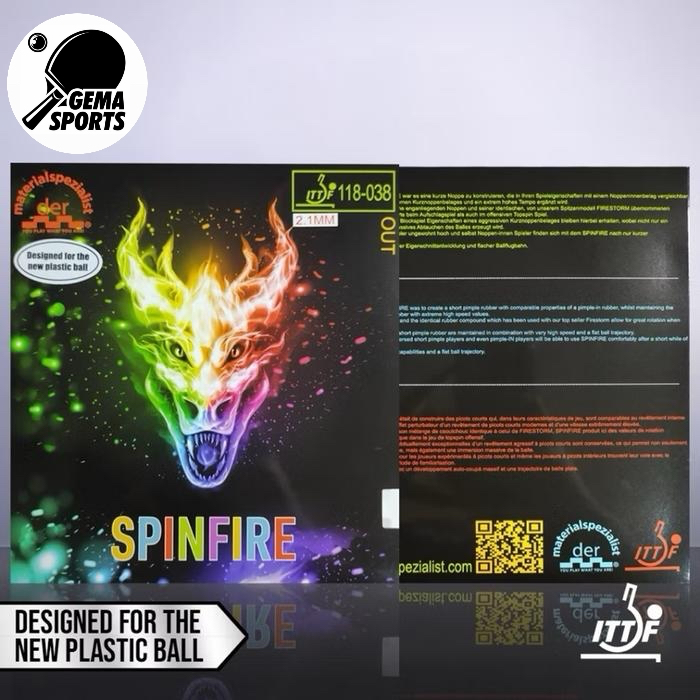 Karet Bet Pingpong Tenis Meja DER MATERIALSPEZIALIST SPINFIRE Bintik Pendek Original