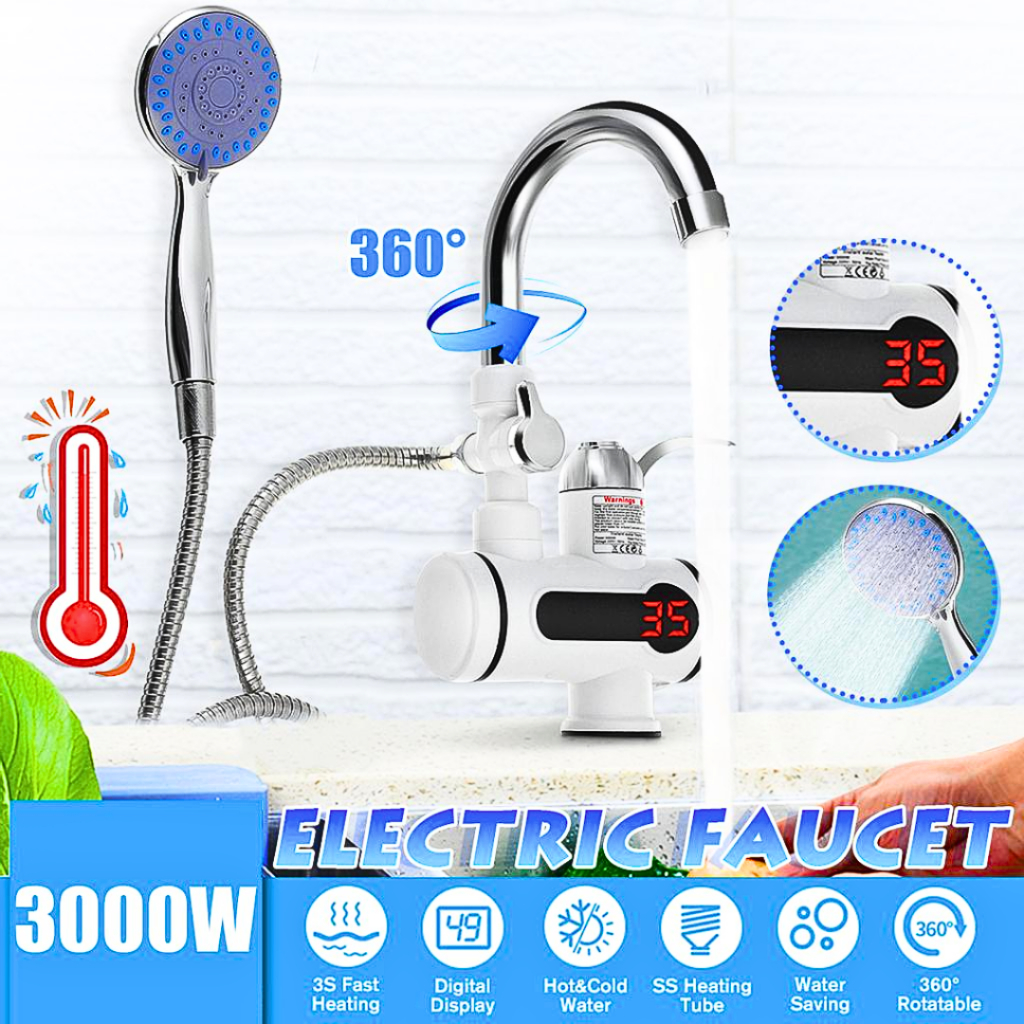 MALL PBIBAY Kran Keran Pemanas Air elektrik listrik + shower dapur kamar mandi wastafel 3000W