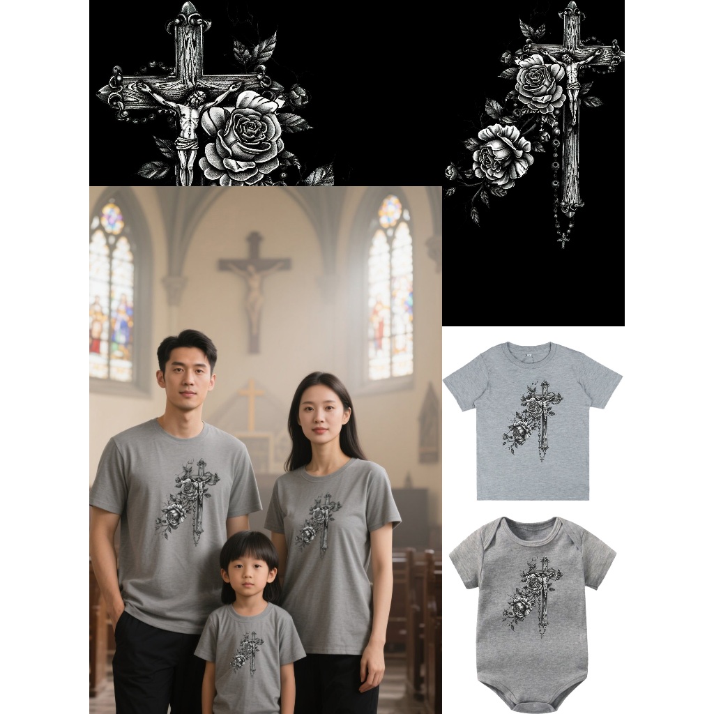 Kaos Rohani Kaos Katolik Kaos Salib Kristus Rosario Tshirt Christian Tshirt catholic