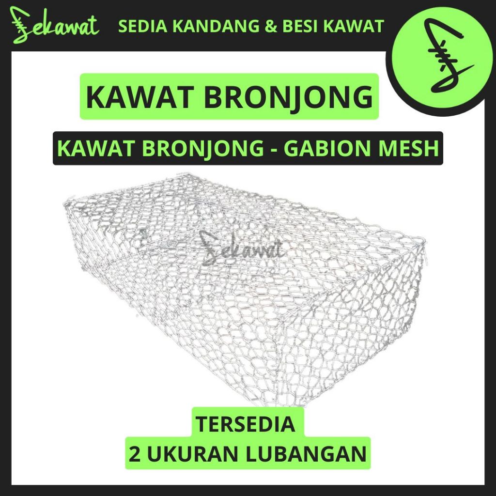Kawat Bronjong Galvanis Pabrikasi - Gabion Mesh Penahan Longsor - Variasi Lubangan