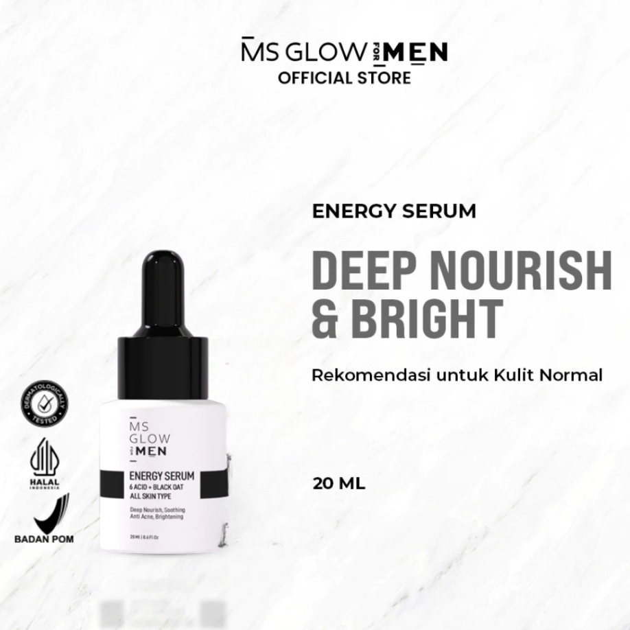 MS Glow For Men - Energy Serum - 20 ml Serum Pencerah Wajah Pria Serum Penghilang Noda Hitam Wajah P