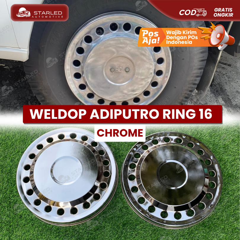 Weldop Adiputro Bolong Lubang 20 Chrome RING 16 PLUS DUDUKAN