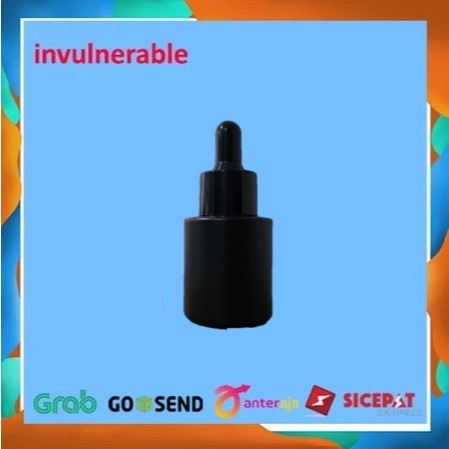 Botol Pipet Kaca Black Doff 20ml Bahu Datar Ring Hitam