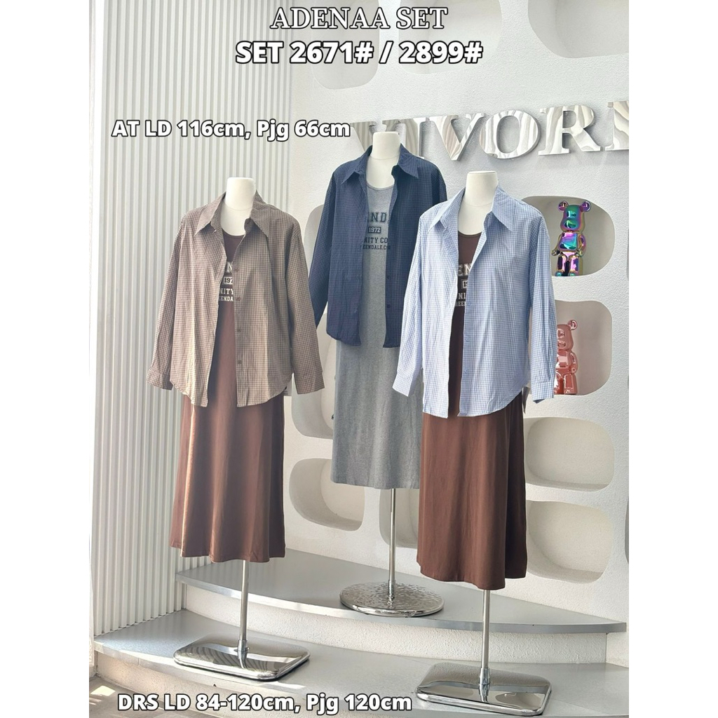 adenaa set, dress vivorie, set dress premium, setelan bangkok, dress import