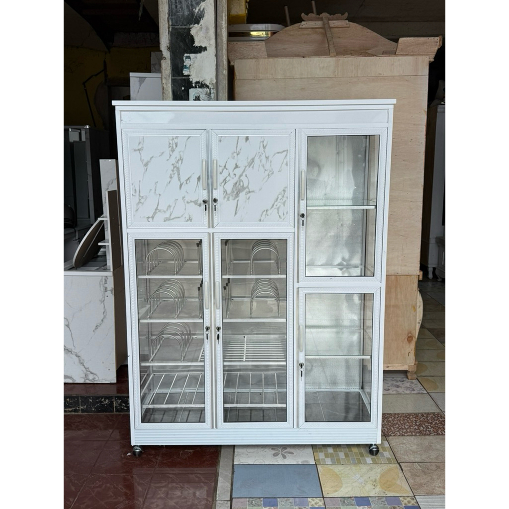 Rak Piring Roda Pintu 3 & pintu 2 Alumunium Ukuran P126 L45 T172