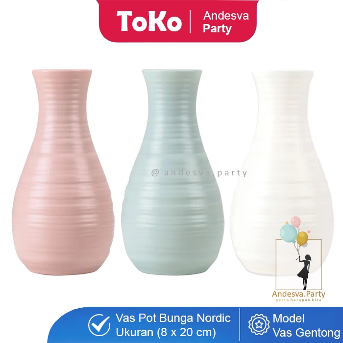 Vas Bunga Plastik Gentong / vas estetik / Pot Bunga Estetik / Hiasan Dekorasi Rumah / vas pot bunga