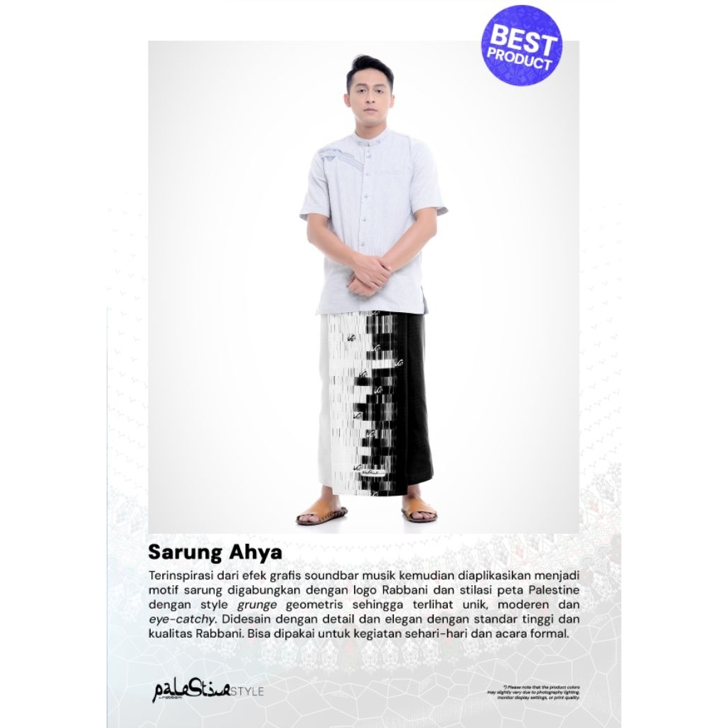 Rabbani Ori - Sarung Palestine Ahya hitam-putih