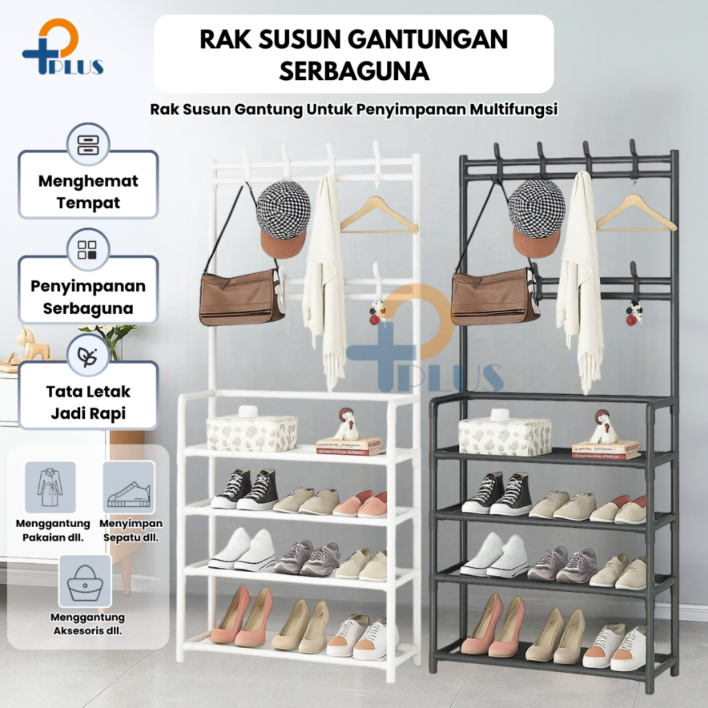 [ Pplus ] RAK SERBAGUNA SEPATU SUSUN RAK SEPATU SERBAGUNA MULTIFUNGSI RAK GANTUNG BAJU FBL BONGKAR P