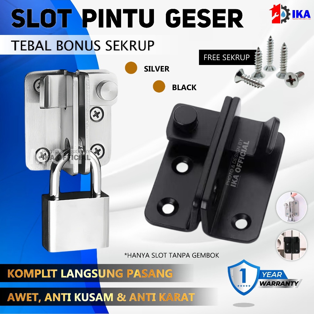 Bonus Sekrup Grendel Pintu Geser / Slot Pintu Geser / Cantolan Grendel Pintu / Grendel / Grendel Kai