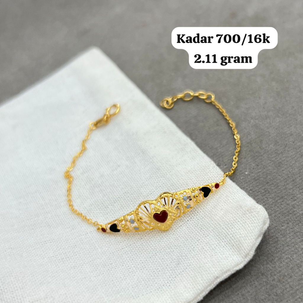 gelang dubai warna love emas asli 16 karat
