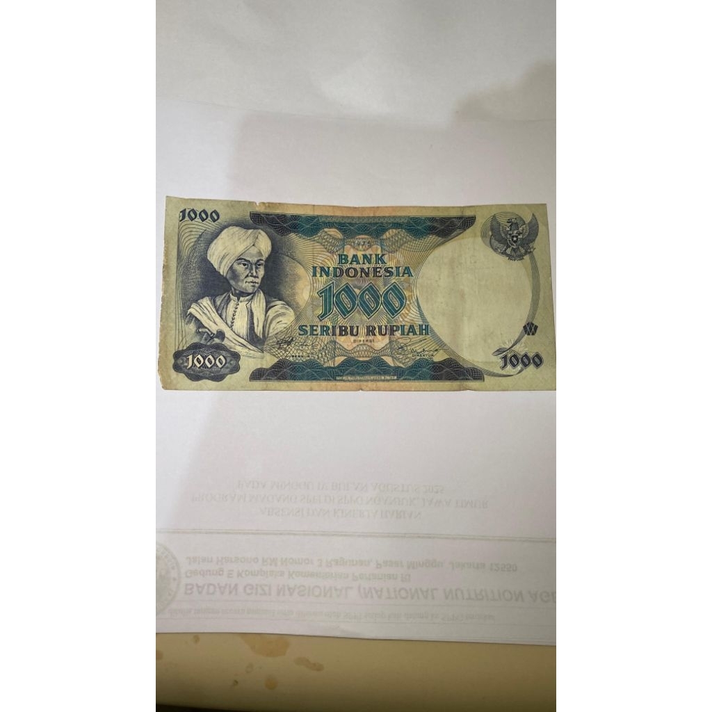 Uang kuno 1000 rupiah diponegoro