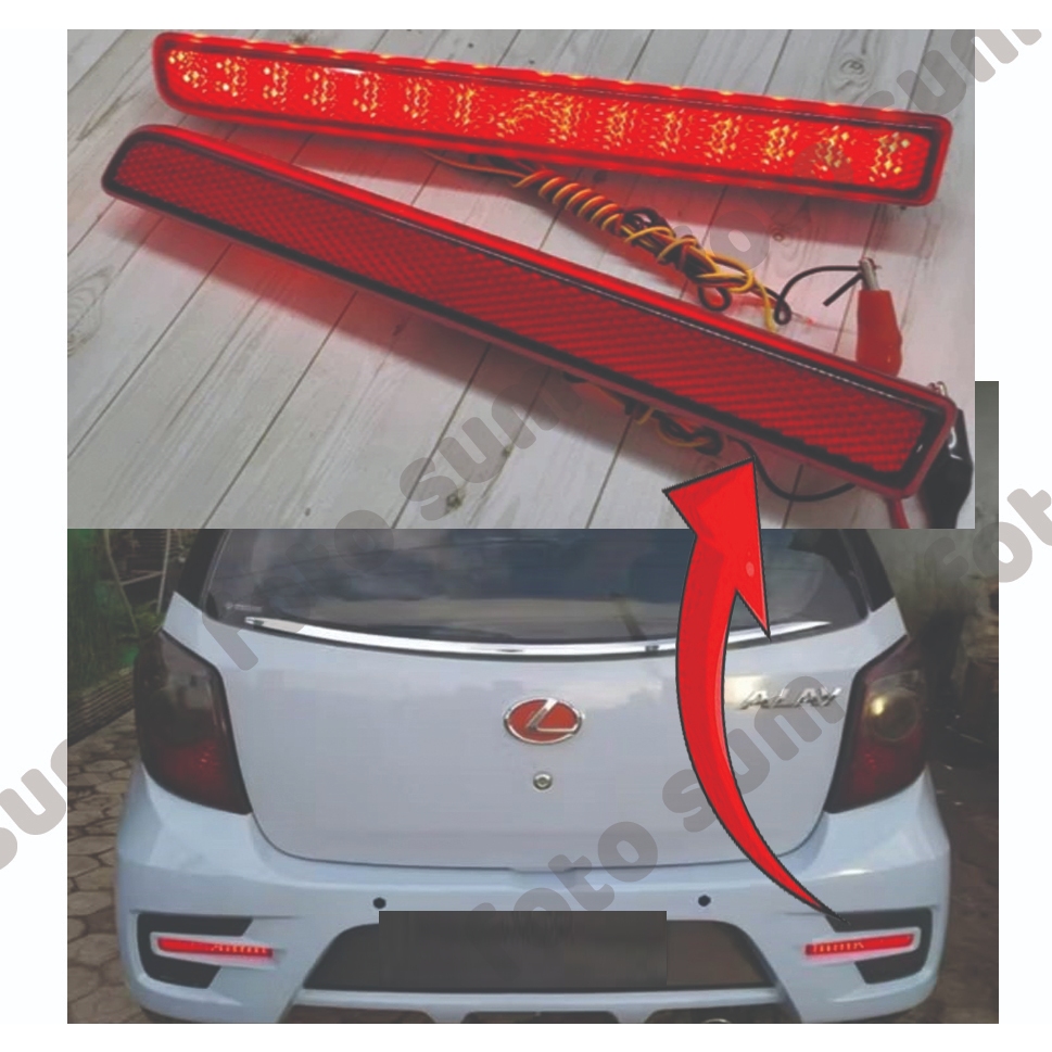 Mata Kucing Reflektor Lampu LED Bemper Belakang MOBIL New Agya Ayla 2017 sampai 2023 satu set 2 pcs