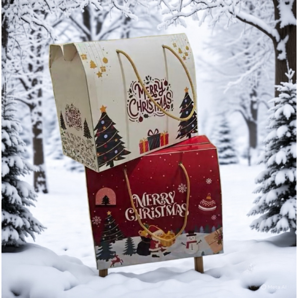 Box Hampers Kue Natal / Gable Box Kue Kering / Box Souvenir Hampers Natal / Box 2 Toples 450 Gr / So