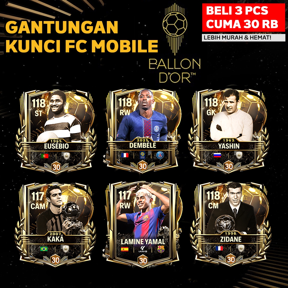 [PROMO] Gantungan Kunci Pemain Bola Gantungan Kunci FC Mobile Ballon Dor Ganci Keychain Akrilik Akse
