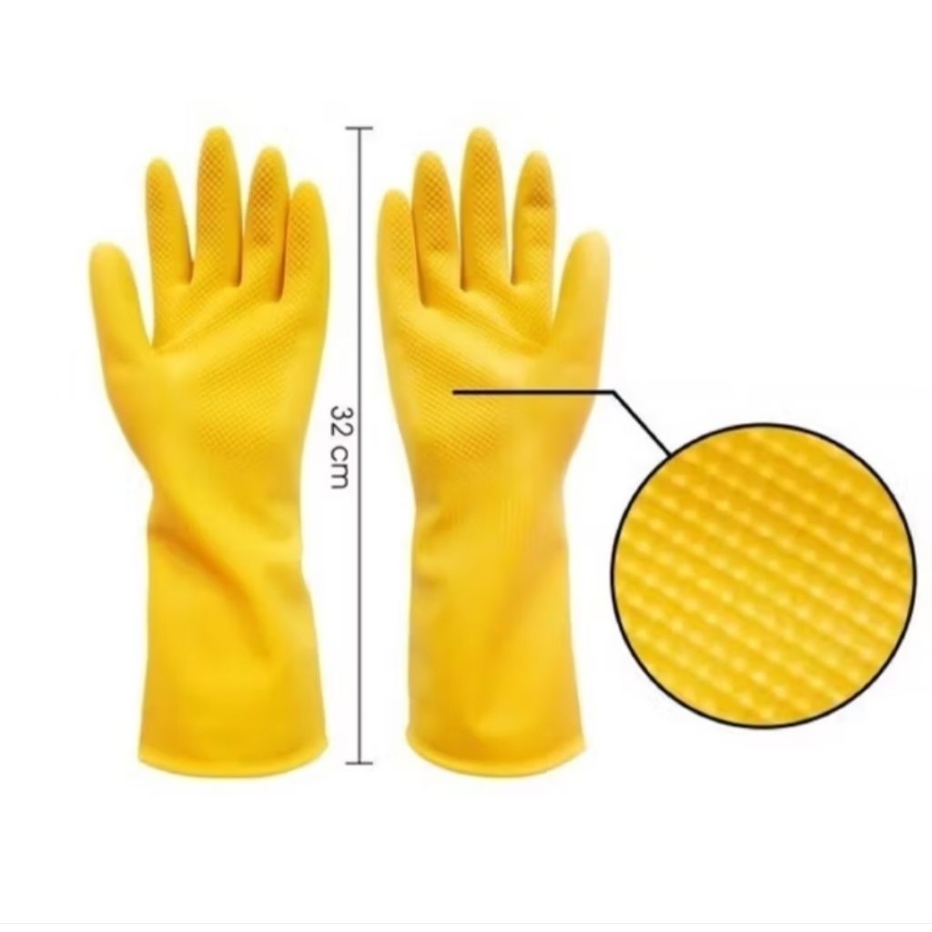 sarung latex 32cm sarung tangan karet latex kuning XL isi 2psc sarung tangan karet panjang sarung ta
