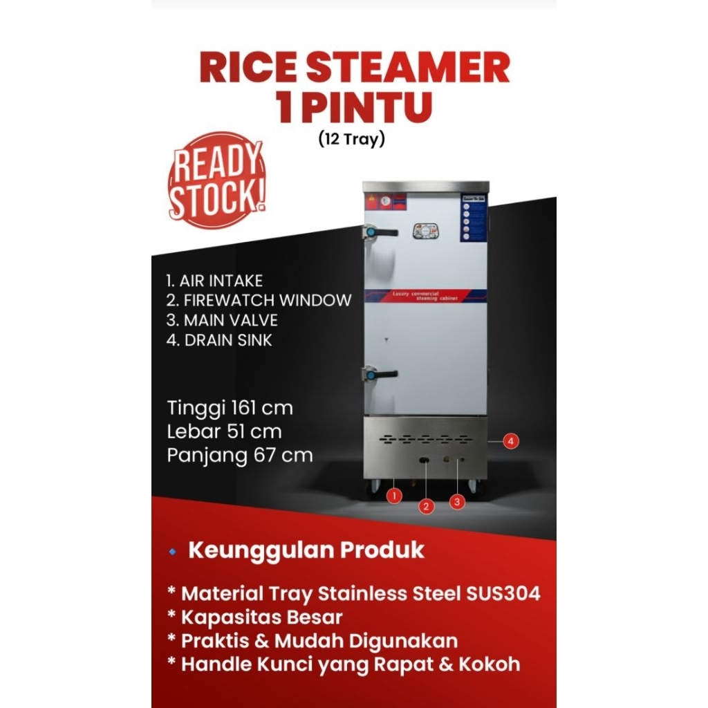 RICE STIMER 12 TRAY / STIMER GAS PENANAK NASI 12 TRAY BAHAN SETENLIS
