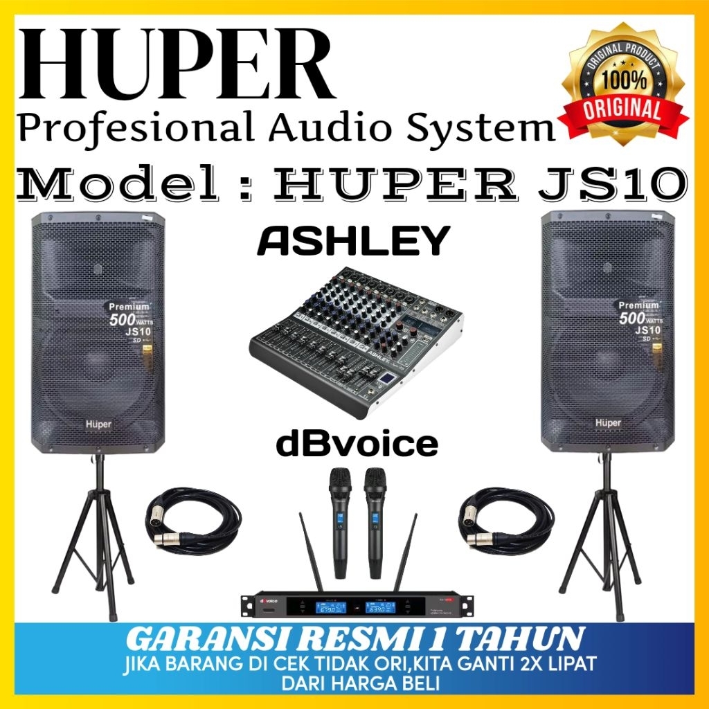 Paket Sound system Huper Js10 Original Speaker Aktif Huper js10 15inch