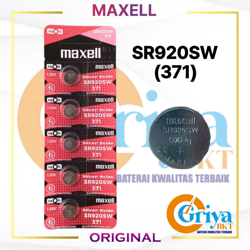 Baterai SR920SW Maxell Original JAPAN 1.55V Batrai Jam Tangan 371 SR920 SR69 SG6 Isi 5 Battery
