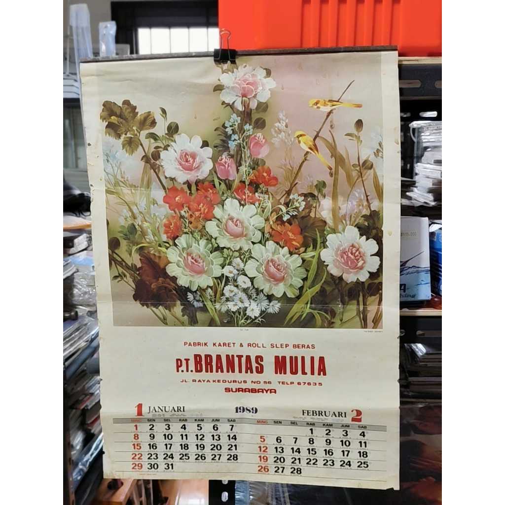 KOLEKSI LANGKA KALENDER JADUL KALENDER TAHUN 1989 PT BRANTAS MULIA SURABAYA PABRIK KARET