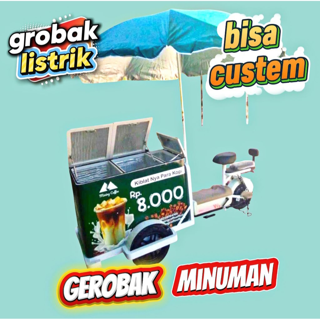 gerobak minuman sepeda listrik keliling bisa custem