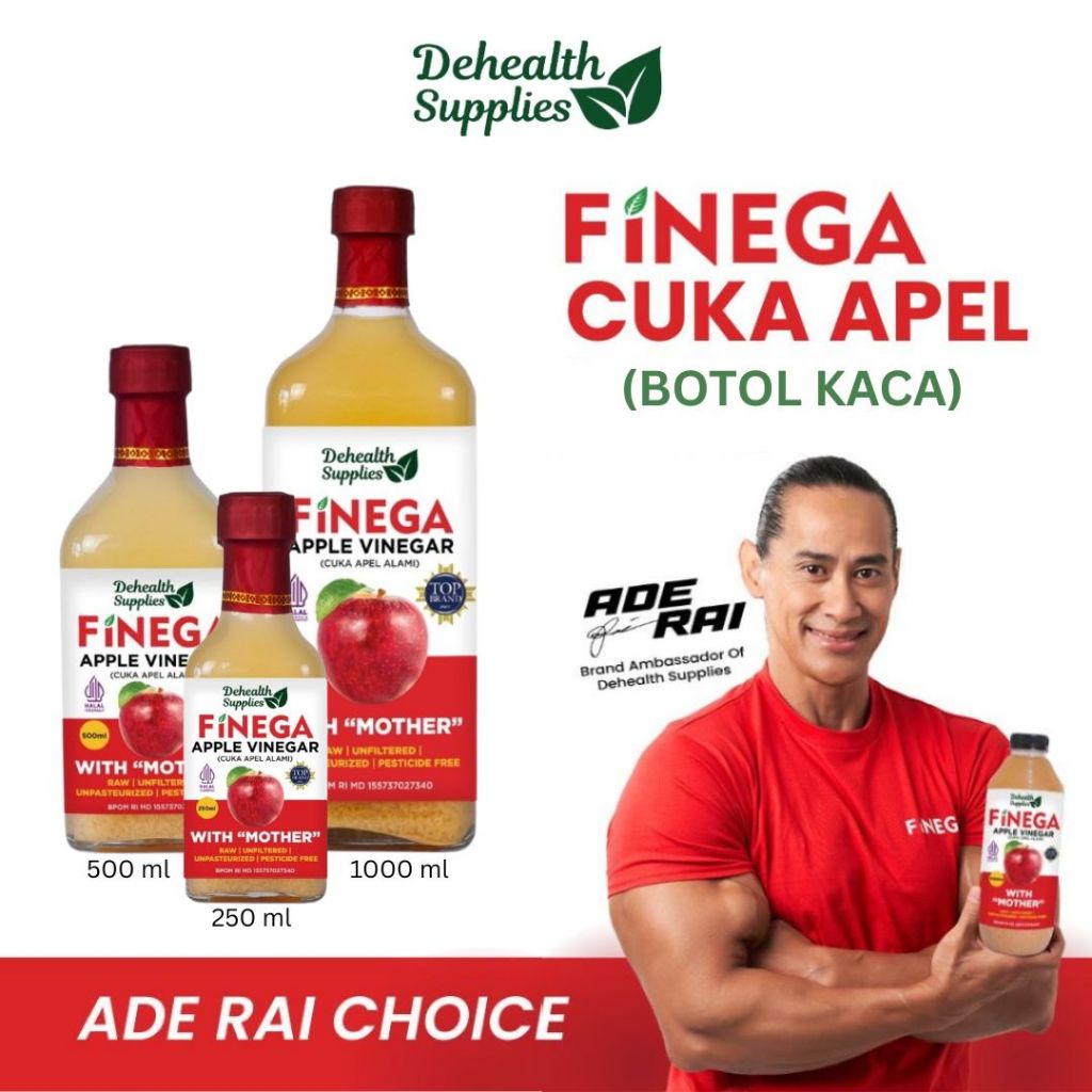 DEHEALTH SUPPLIES FINEGA Cuka Apel | Vinega Cuka Apel l Cuka Apel Halal | Cuka Apel Murni | Cuka Ape