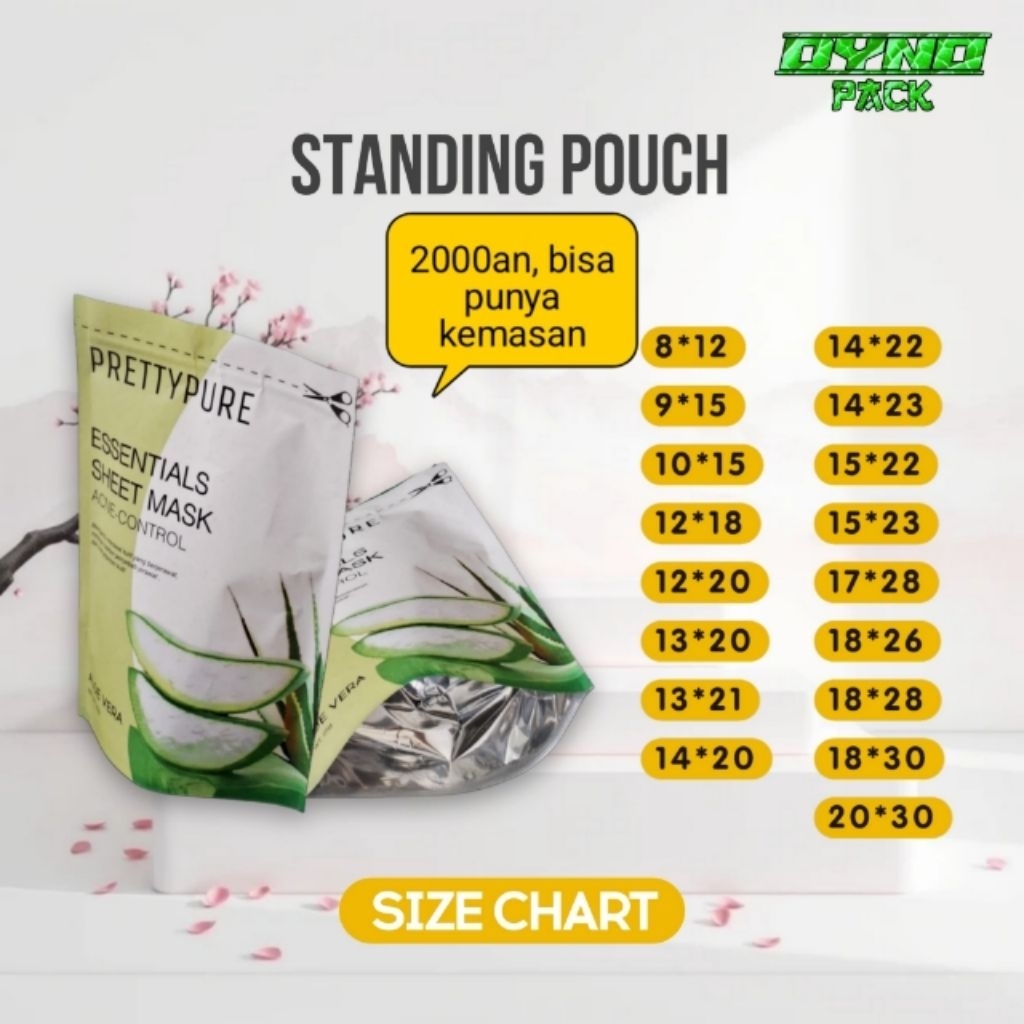 CETAK CUSTOM KEMASAN STANDING POUCH MAKANAN/SABUN/SKINCARE DLL  (min ORDER. 50 Pcs)