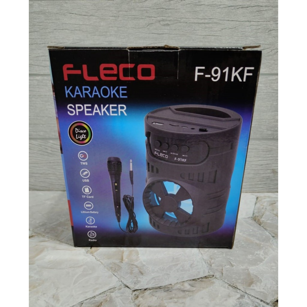 FLECO F91KF Bluetooth Karaoke Speaker Murah / Speaker Bluetooth Fleco Karaoke + Mic / Speaker Karaok