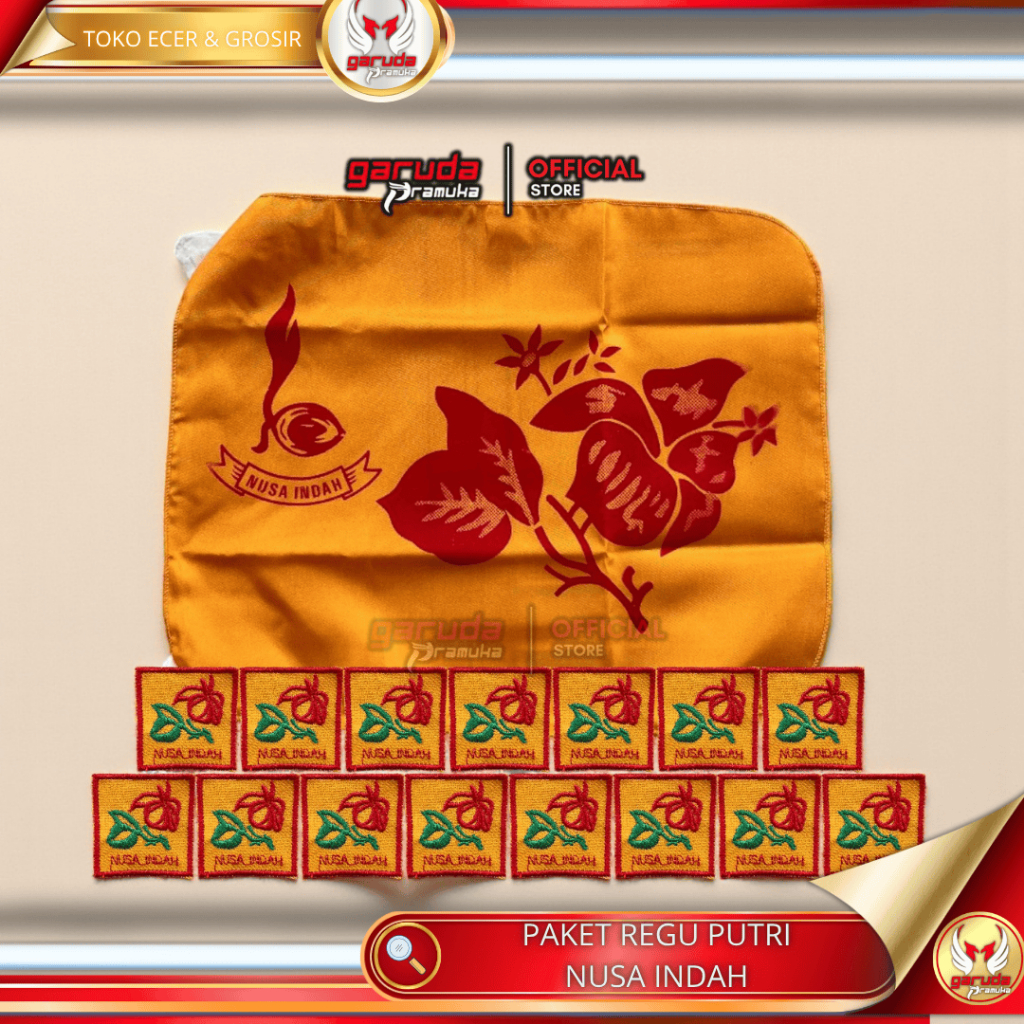 PAKET REGU PRAMUKA NUSA INDAH (1 BENDERA DAN 10+ TANDA REGU)