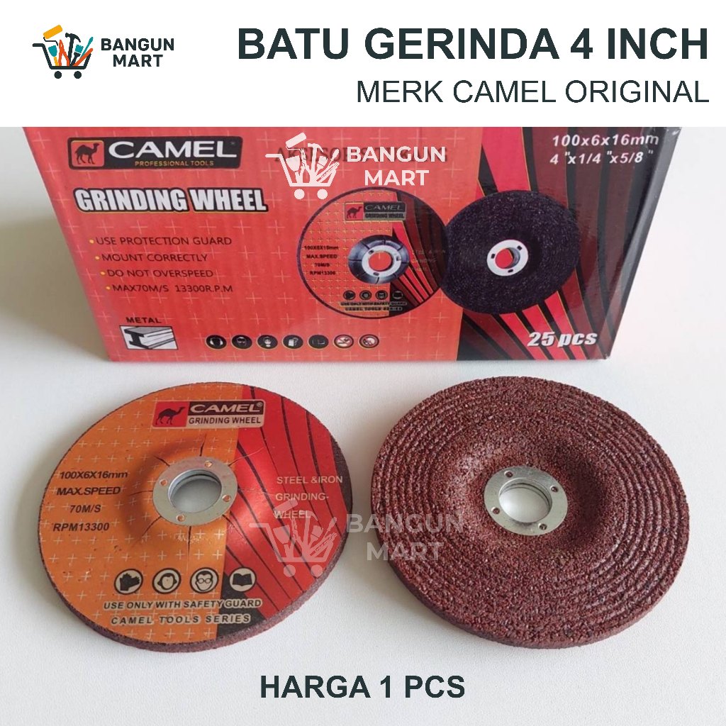 BATU GURINDA POLES 4 INCH CAMEL MATA GERINDA 4" GRINDING 4INCH X 6 / CAMEL Tebal Batu GURINDA gerind