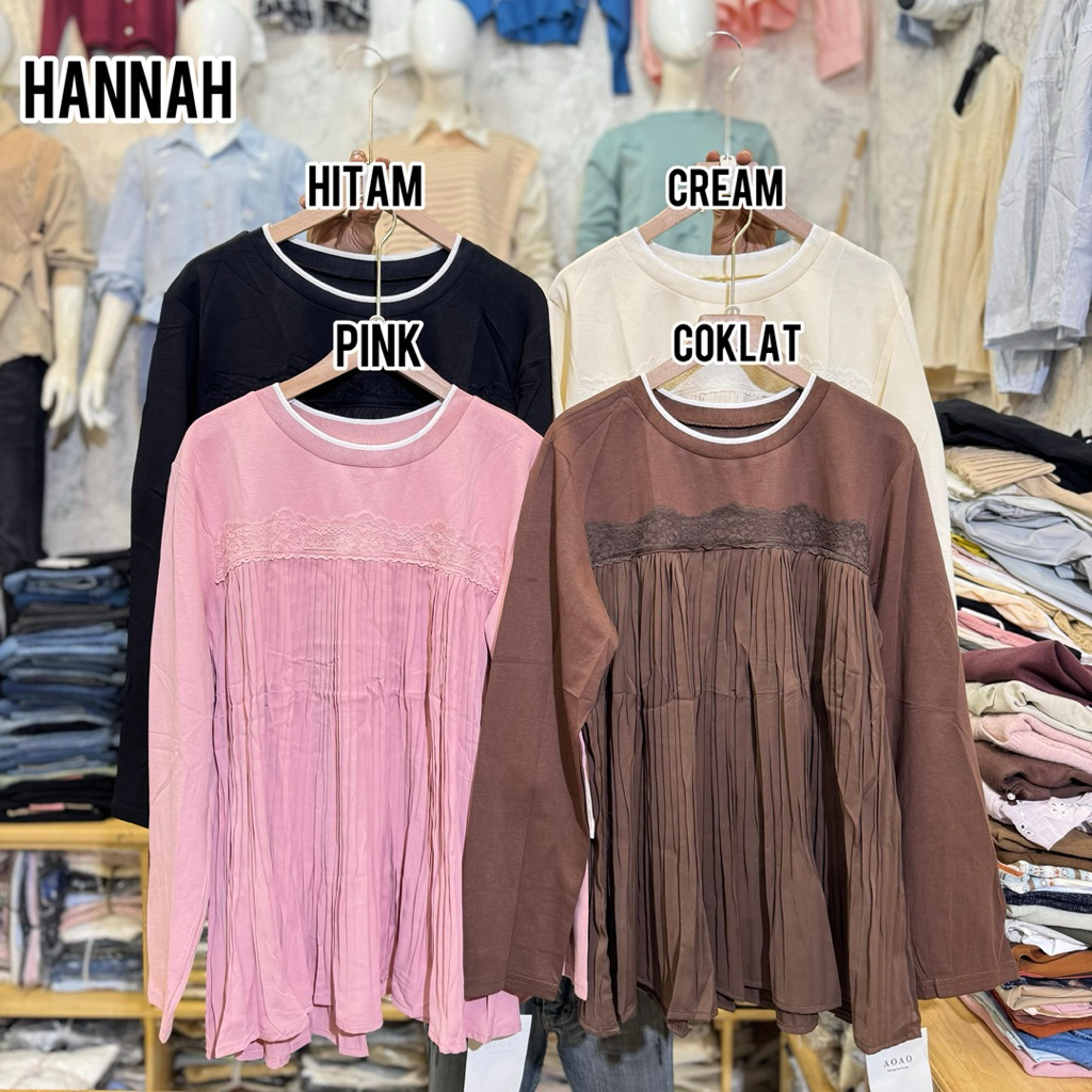 Atasan plisket Hannah import premium
