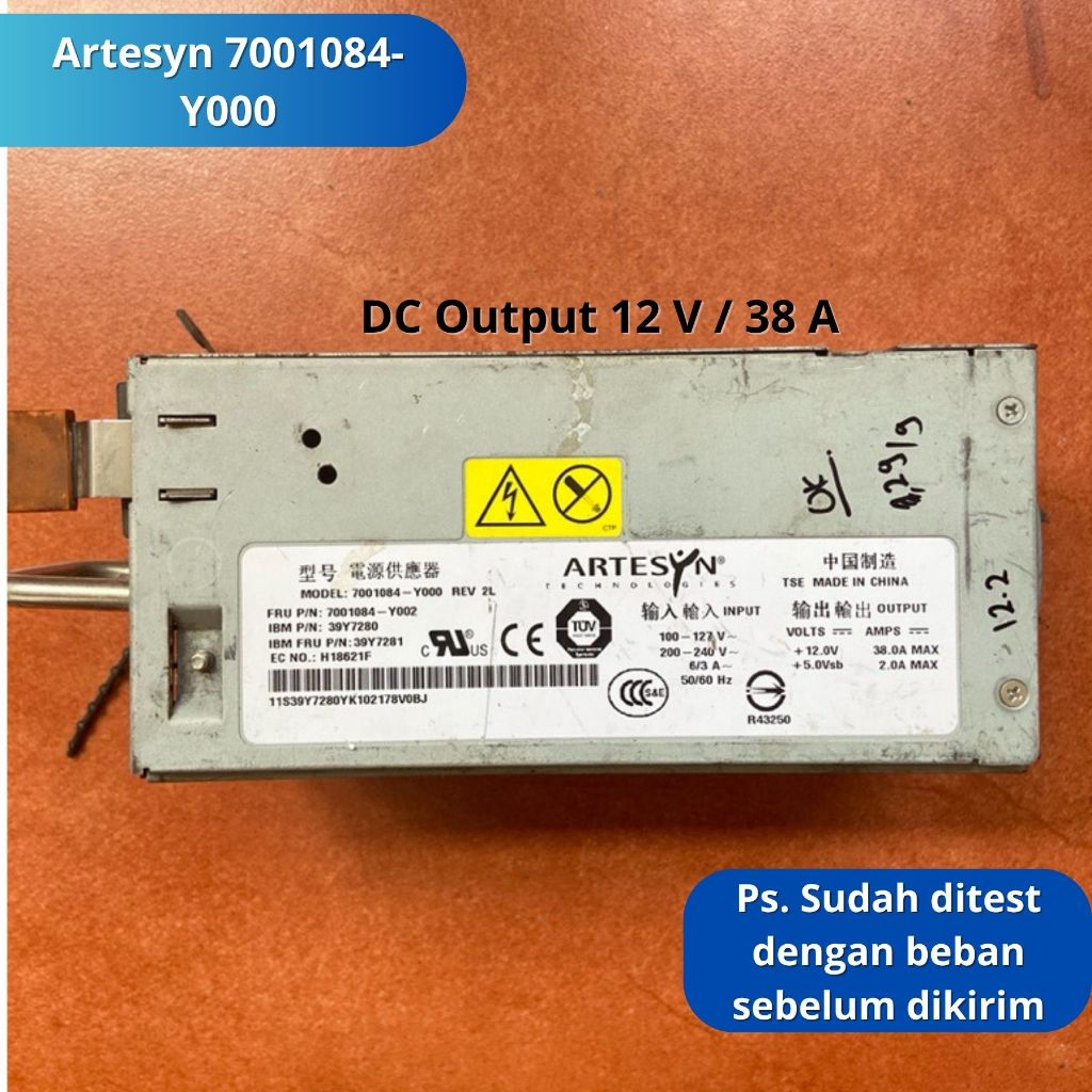 Power Supply PSU Adaptor Switching SMPS Artesyn 7001084-Y000 Dc Output 12 Volt / 38 Ampere
