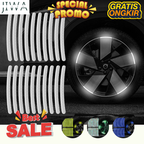 (JT) Stiker Reflektor Velg Mobil Motor 20Pcs