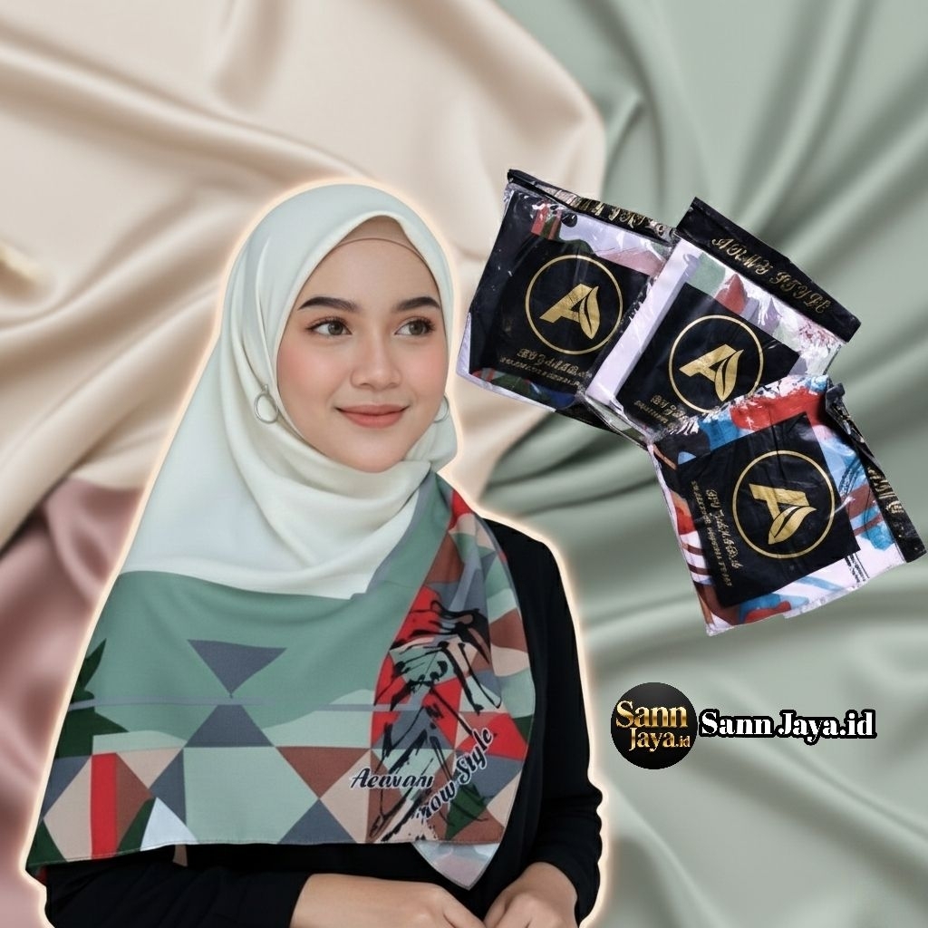 Hijab Segi Empat Voal Motif Army style