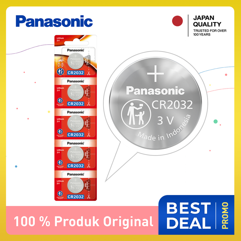 Panasonic Baterai Lithium Koin CR2032 5pc Battery Lithium Coin CR2032