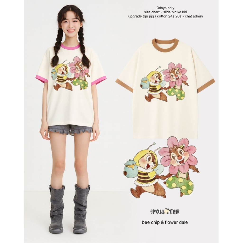 kaos katun lucu kekinian chip exclusive cuma di POLLATEE, kaos dale watercolor keren