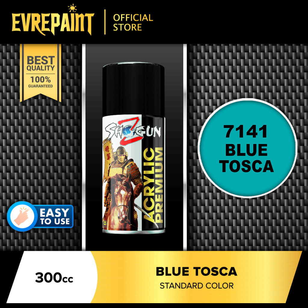 Pilok Shogun Z Cat Semprot Acrylic Premium Blue Tosca 7141 300 CC Warna Standar Toska Biru Glossy