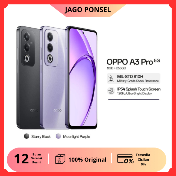 EX DEMO OPPO A3 Pro Ram 8+8GB Penyimpanan 256GB Batrai 5000mAh pengisian SUPERVOOC