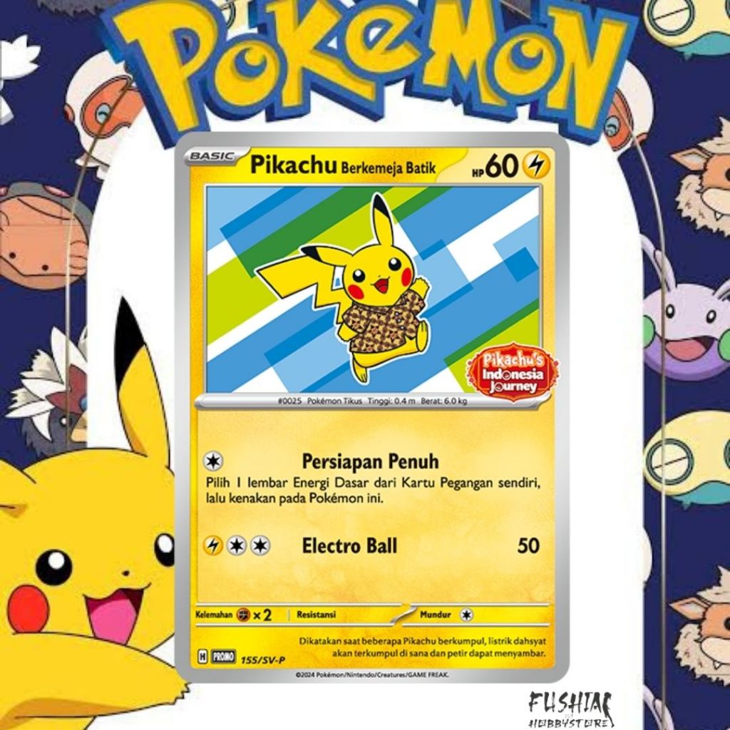 Kartu Pokemon TCG Promo Pikachu Berkemeja Batik Staryu (155/SV-P)