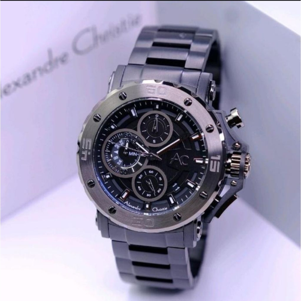 JAM TANGAN PRIA ALEXANDRE CHRISTIE AC9205MCB AC 9205 MCB FULL BLACK ORIGINAL GARANSI RESMI 1TAHUN