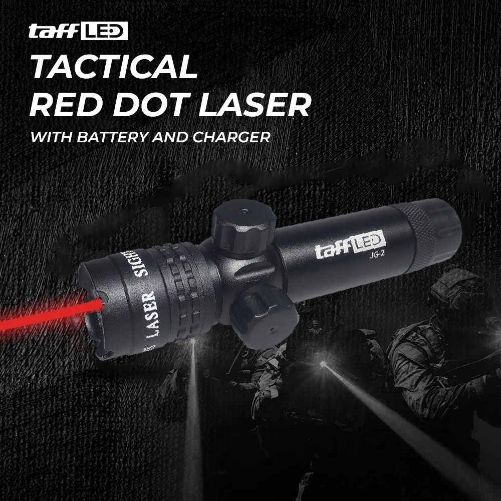 TaffLED Tactical Red Dot Laser Gun Scope JG-2 dengan Baterai dan Charger Lampu Laser Merah 301 Sente