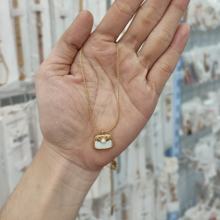 Kalung Rantai Tipis Liontin Tas Mini Bahan Titanium Elegant Anti Karat Harga Grosir Bisa Cod