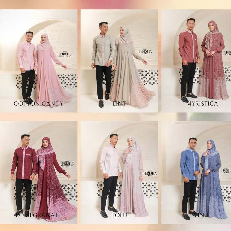 Set Gamis Syari Ceruty Babydoll Premium Sarimbit Couple Set Keluarga Terbaru Ferisha Masya Syari Ori