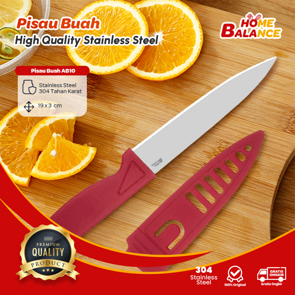 HomeBalance Pisau Kecil Buah Stainless Praktis Awet Pisau Travel Belati Tutup Pisau Mini AB10