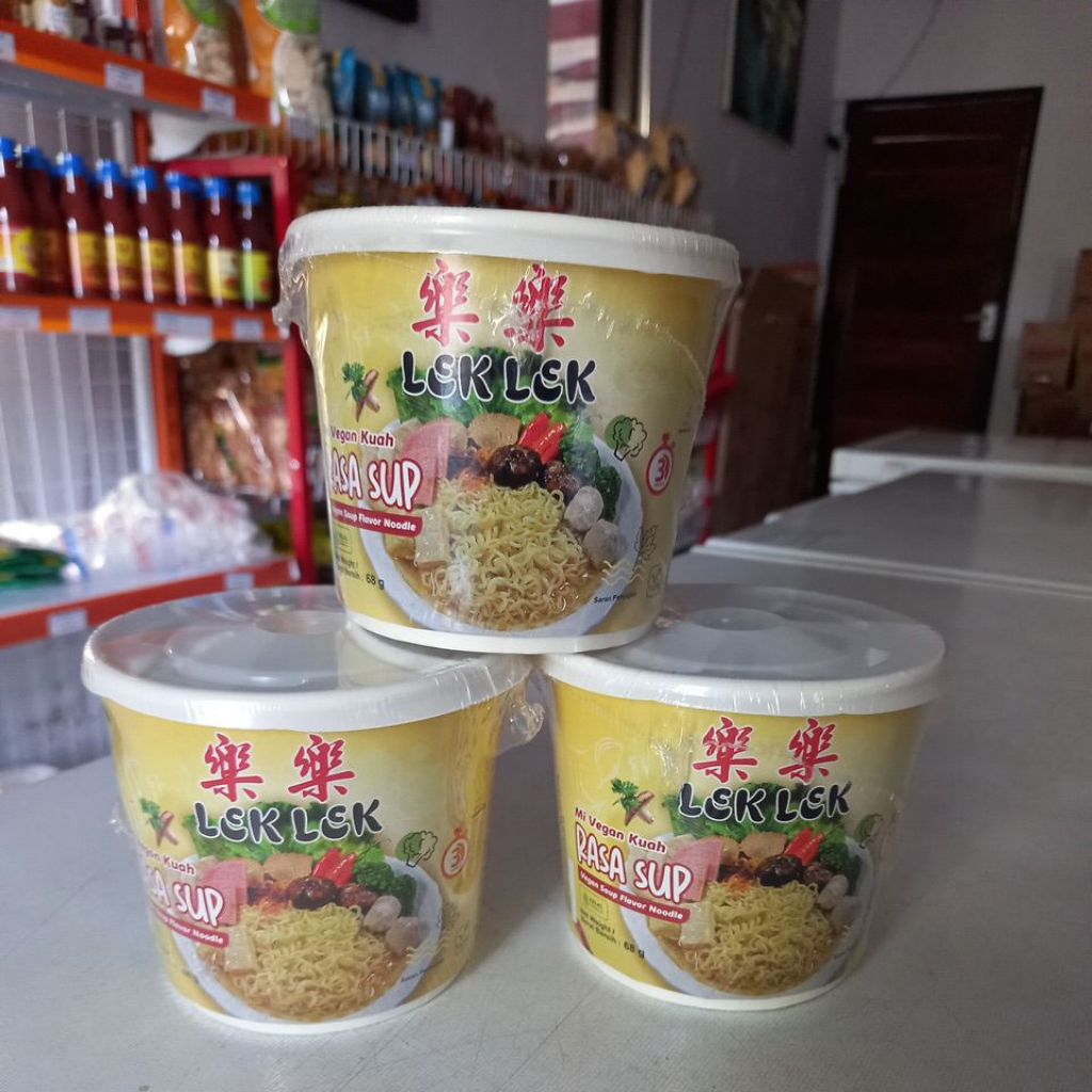 Lek Lek Mie Cup Rasa Sup/Goreng Pedas Vegan