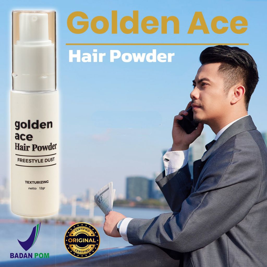 Golden Ace Hair Powder Pomade Rambut Pria dan Anak Wangi Tahan Lama Kualitas Premium Terbaik Murah