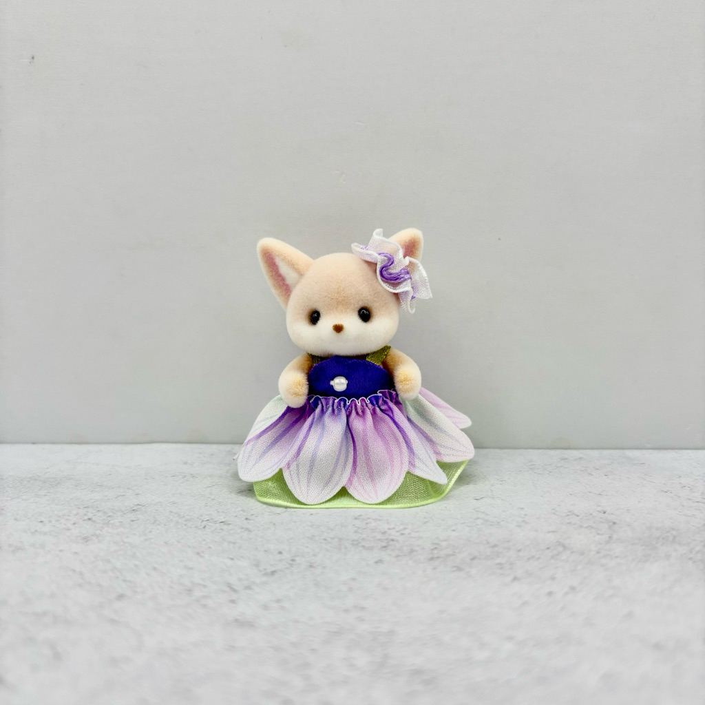 (New) Sylvanian Families Baby Fennec Fox Purple Flower Dress Costume