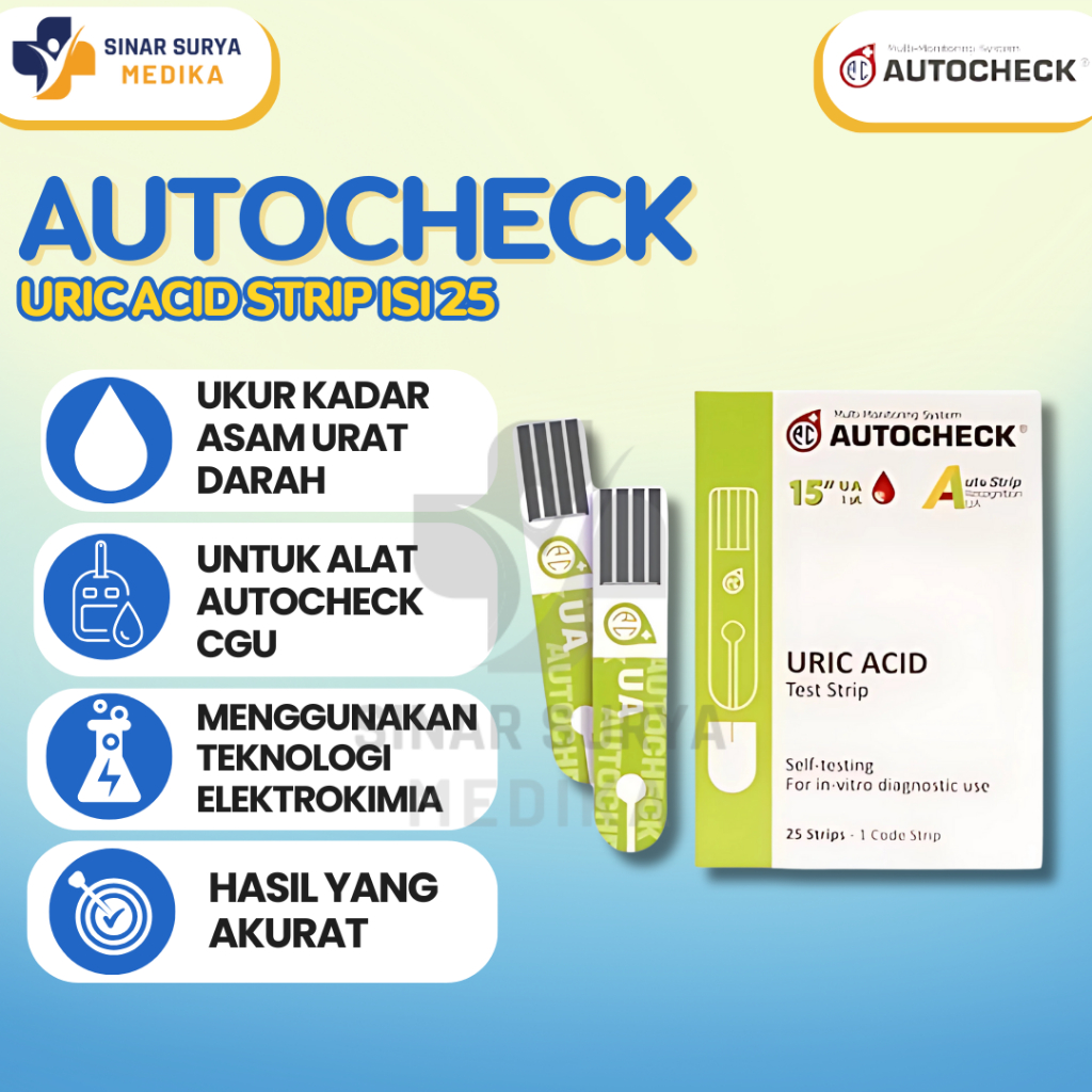 Strip Autocheck Asam Urat / Strip Asam Urat Autocheck 25pcs / Strip UA Autocheck