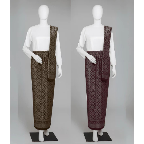 Rok Motif Songket Bahan Katun Span dan Selendang | Jadi Siap Pakai | Rok Selendang Songket | Rok Son
