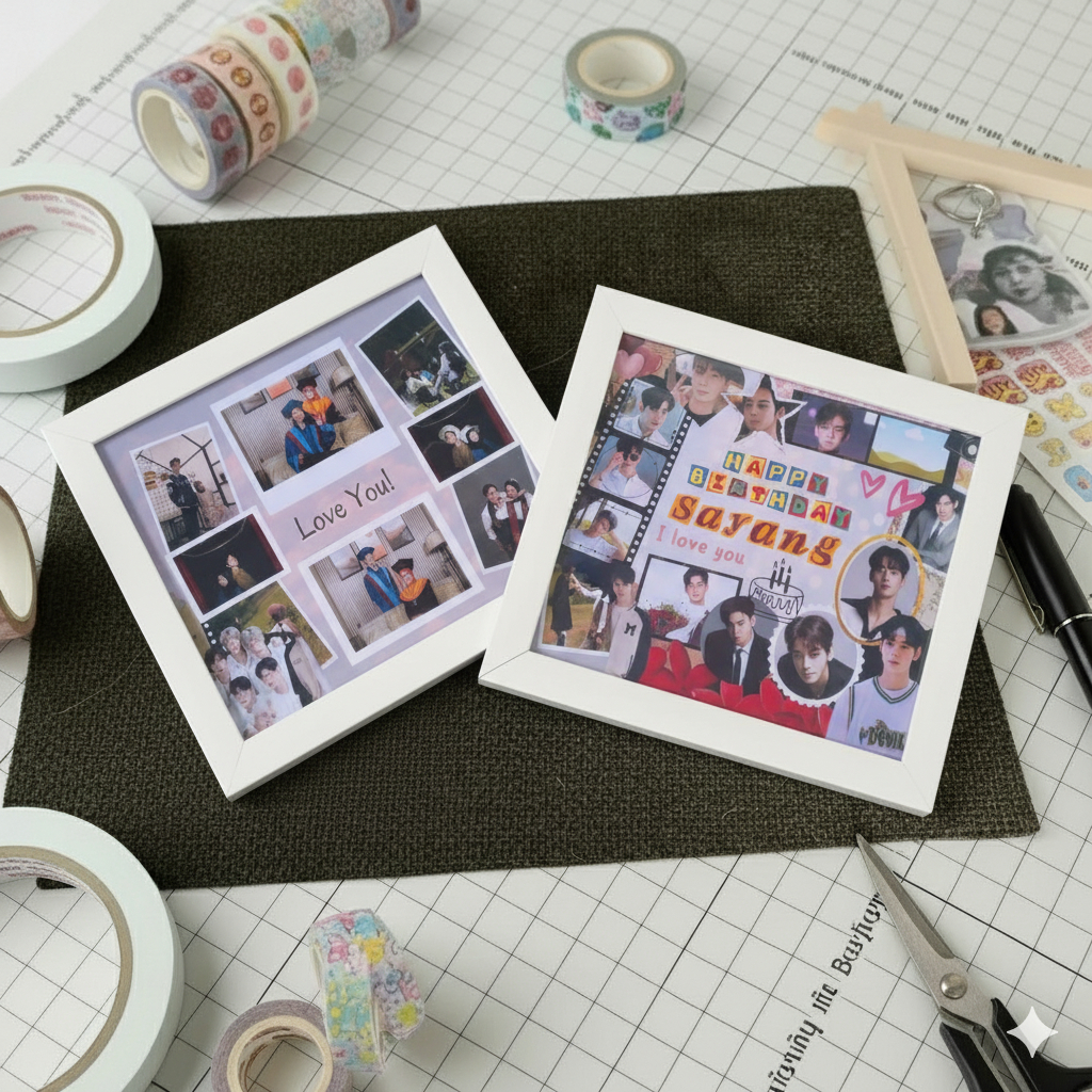 Frame Foto Custom 8R – Scrapframe Style Unik Bisa 3D/ Flat - ulang tahun, Anniversarry